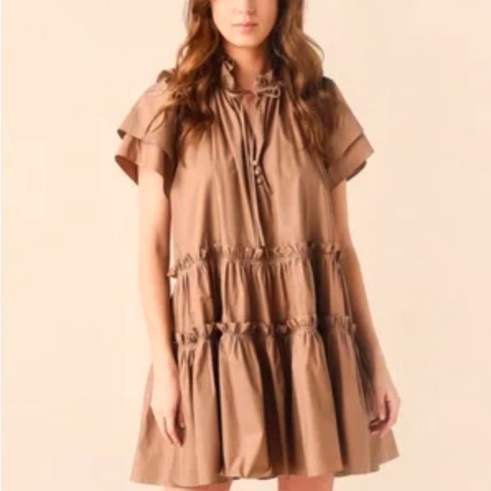 Hunter Bell Tan Ruffle Dress